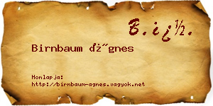 Birnbaum Ágnes névjegykártya